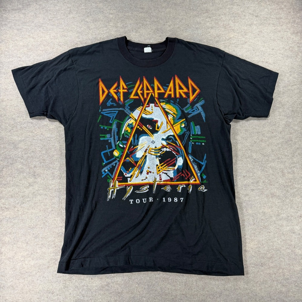 Vintage 1987 Def Leppard Hysteria Tour T Shirt XL Tesla Concert USA 80s